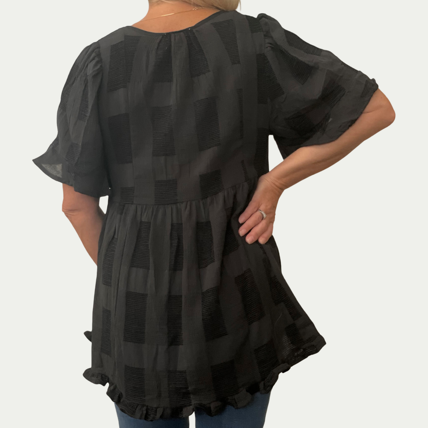Black on Black Checkered Top