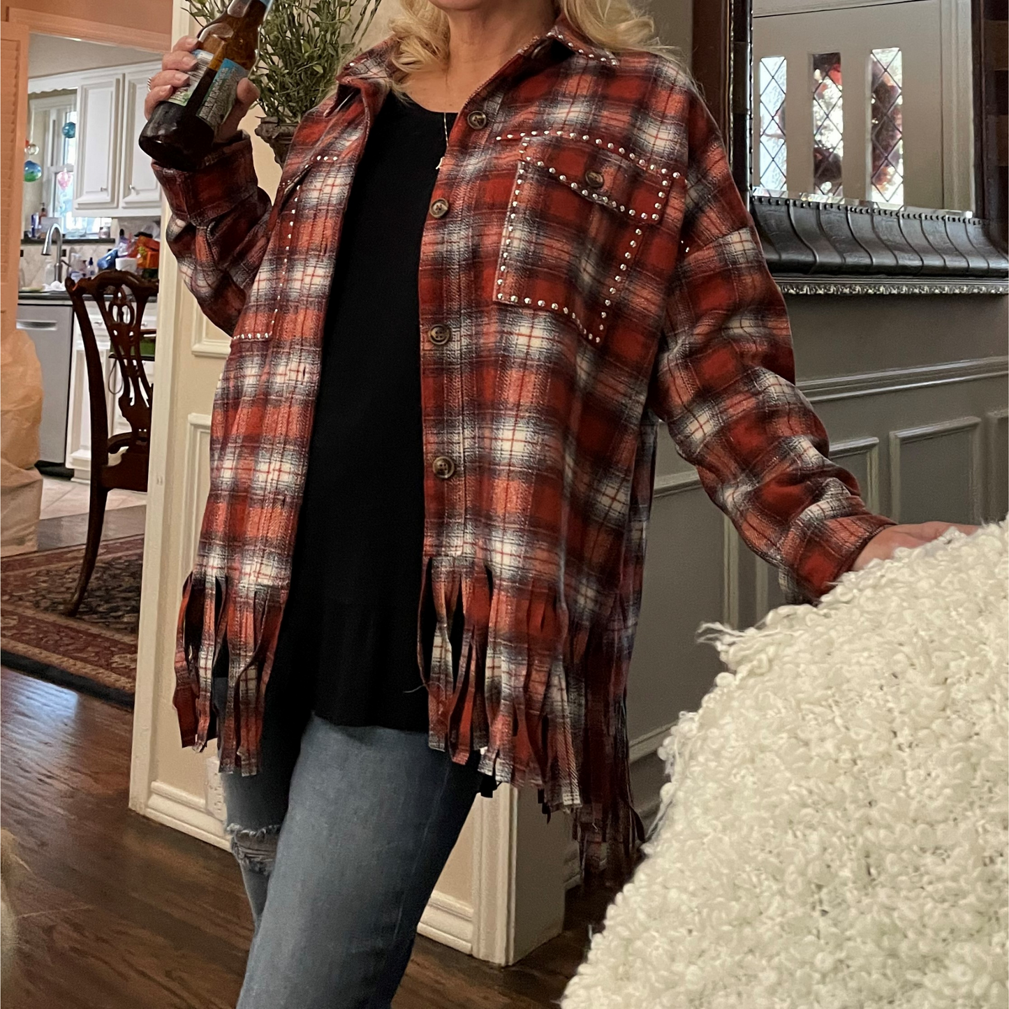 Fringe-tastic Flannel Jacket