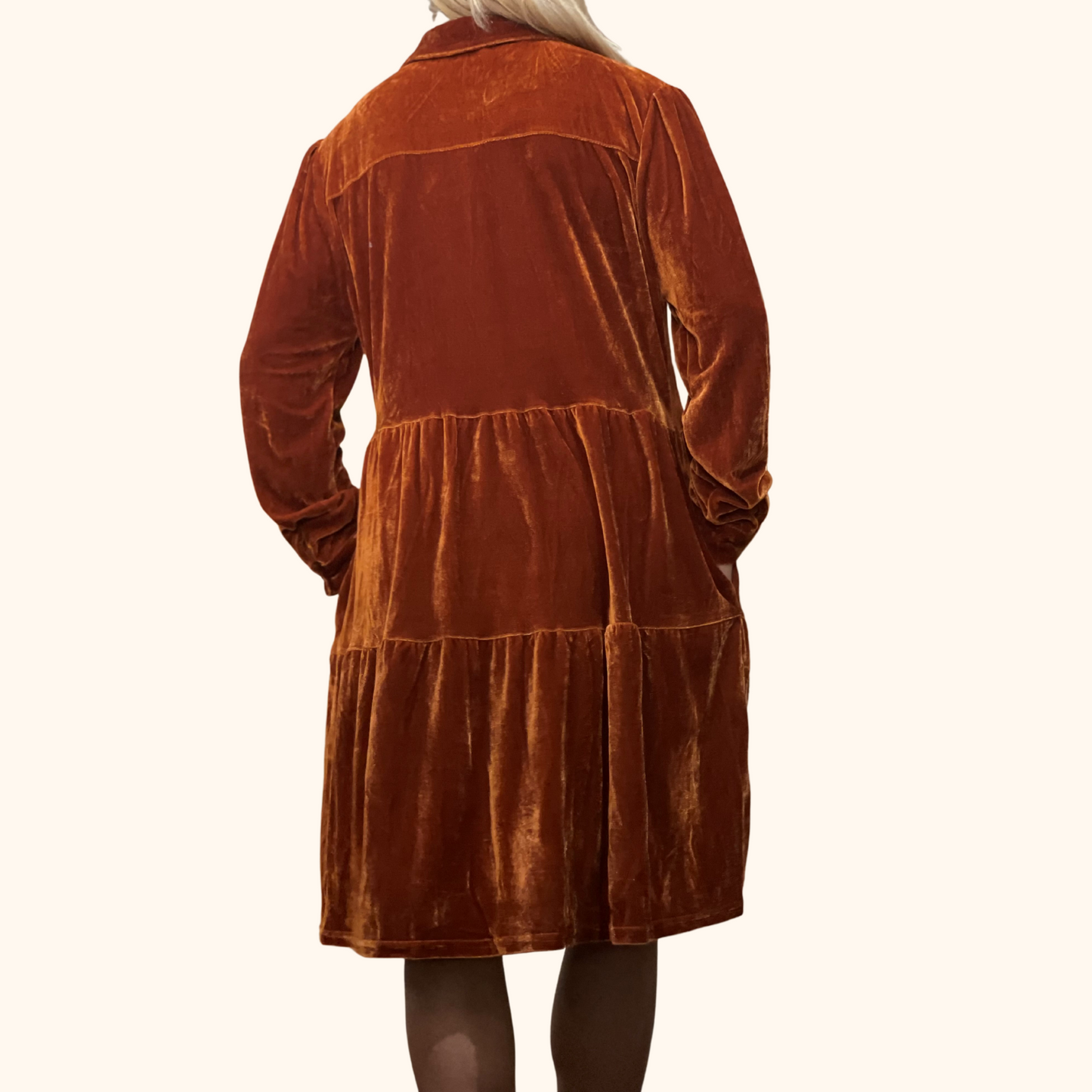 Rich Sunset Softness Velvet Tiered Dress