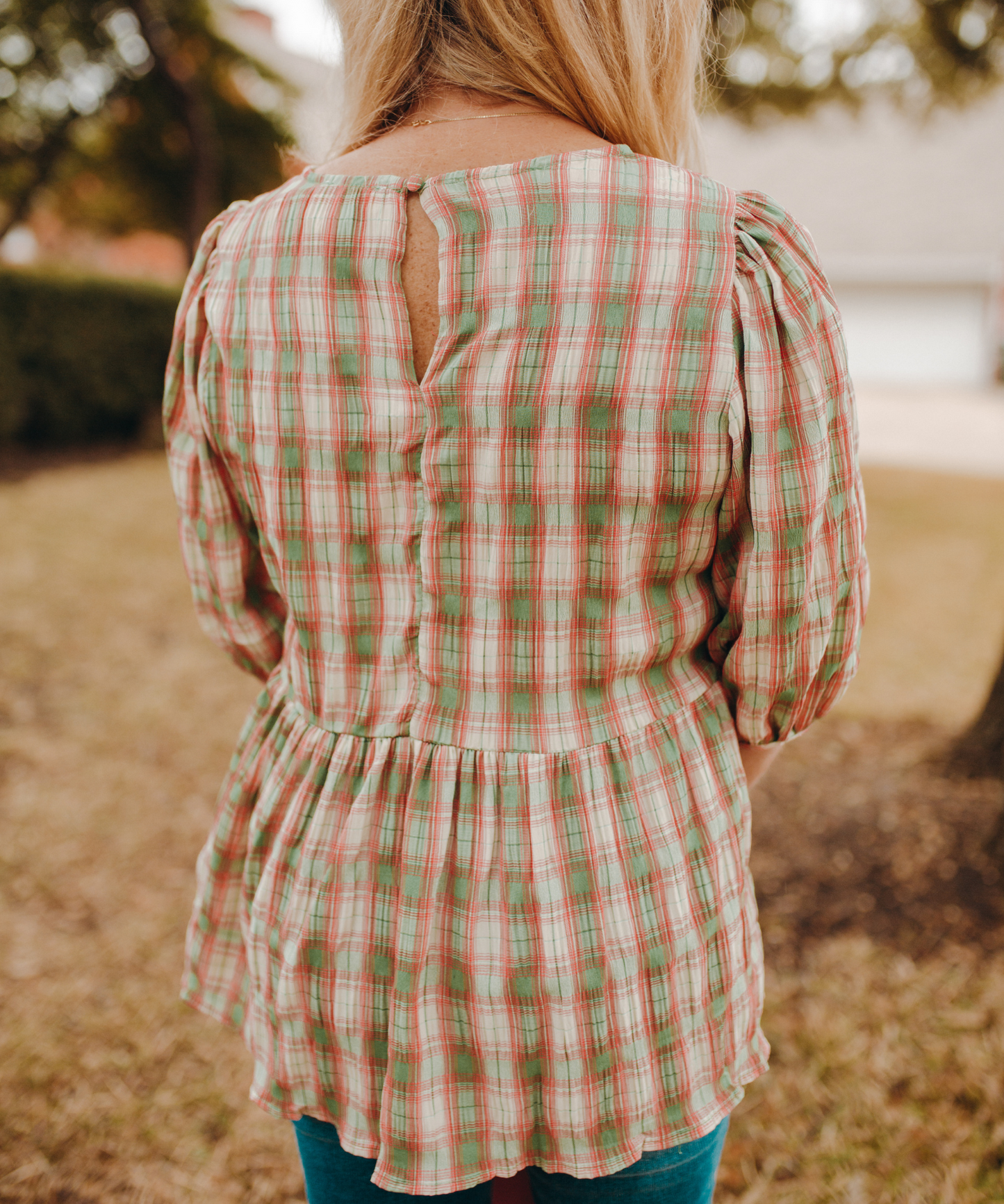 Crinkle It Up Plaid Top