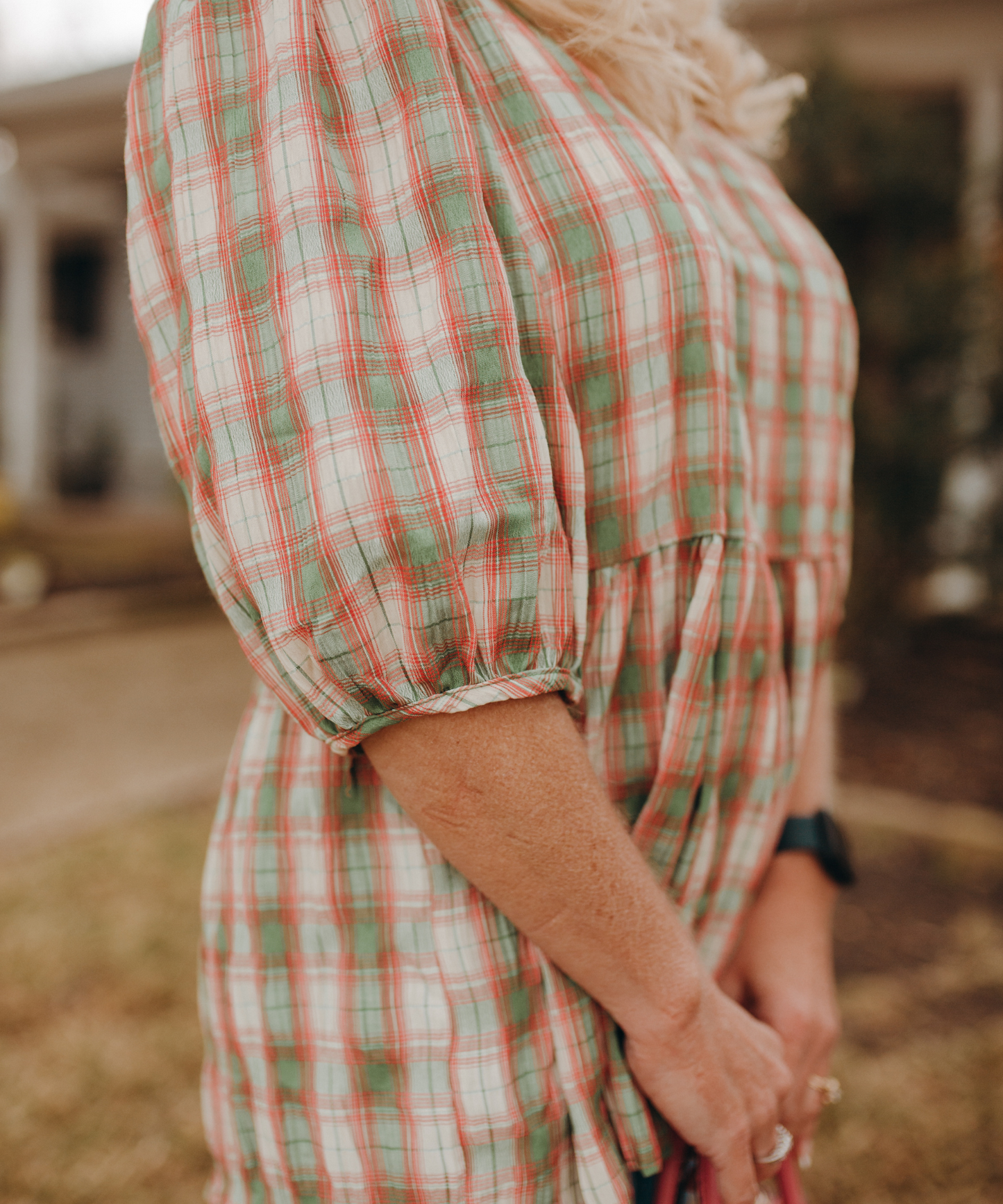 Crinkle It Up Plaid Top