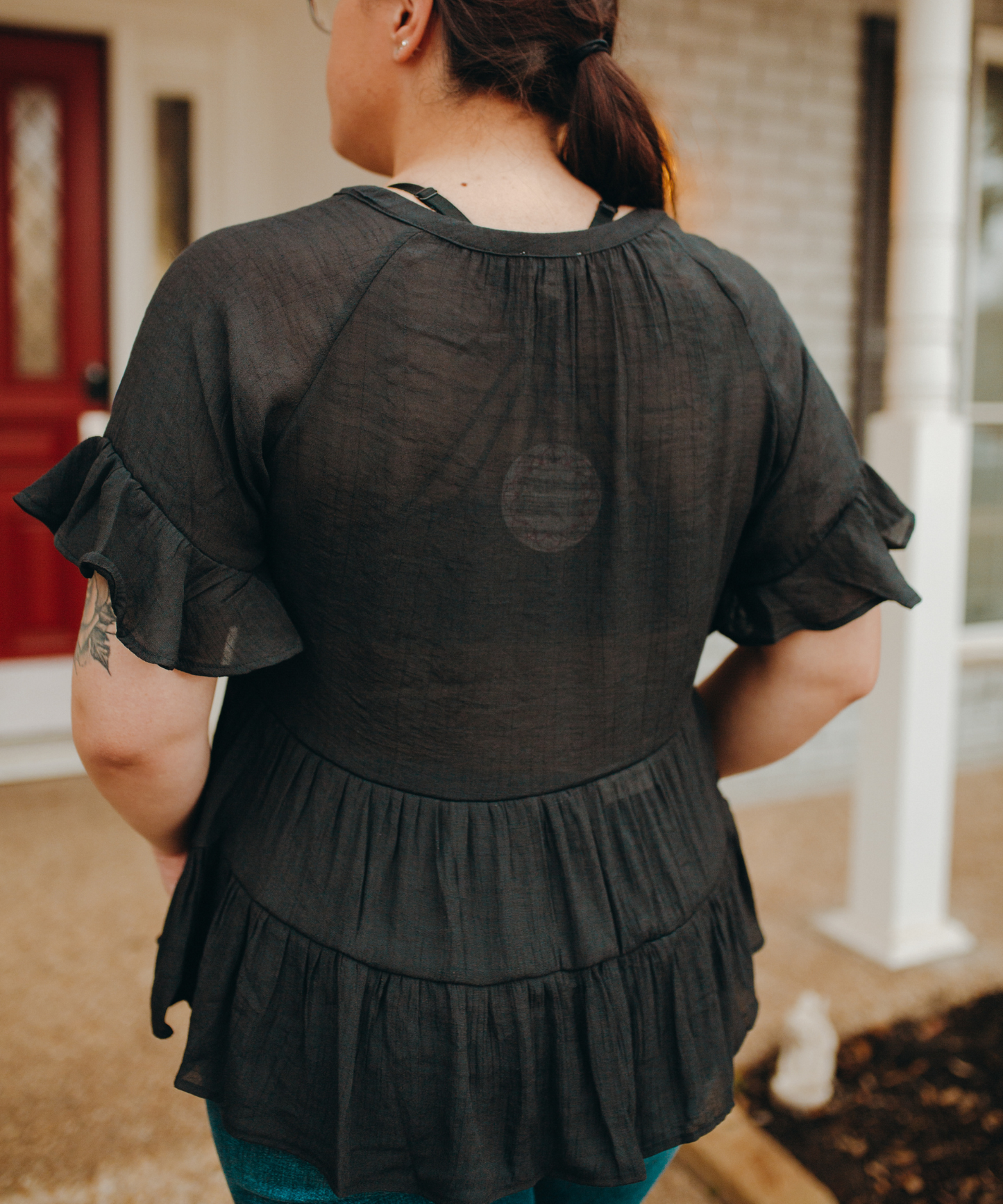 Beauty in Black Mandarin Collar Top