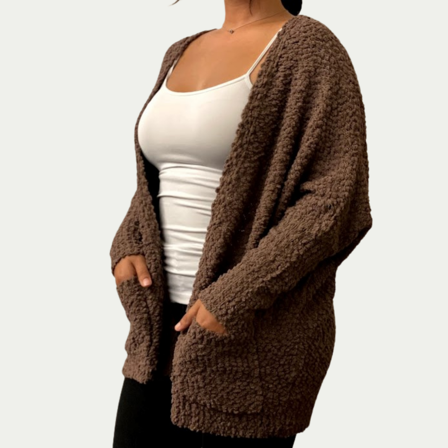 Brown Super Soft Cardigan with Pockets