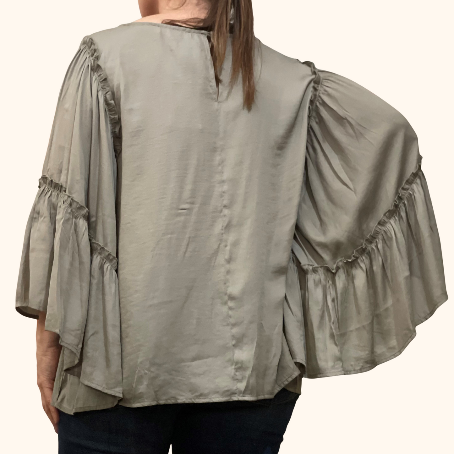 Flare On in Satin Ruffled Top