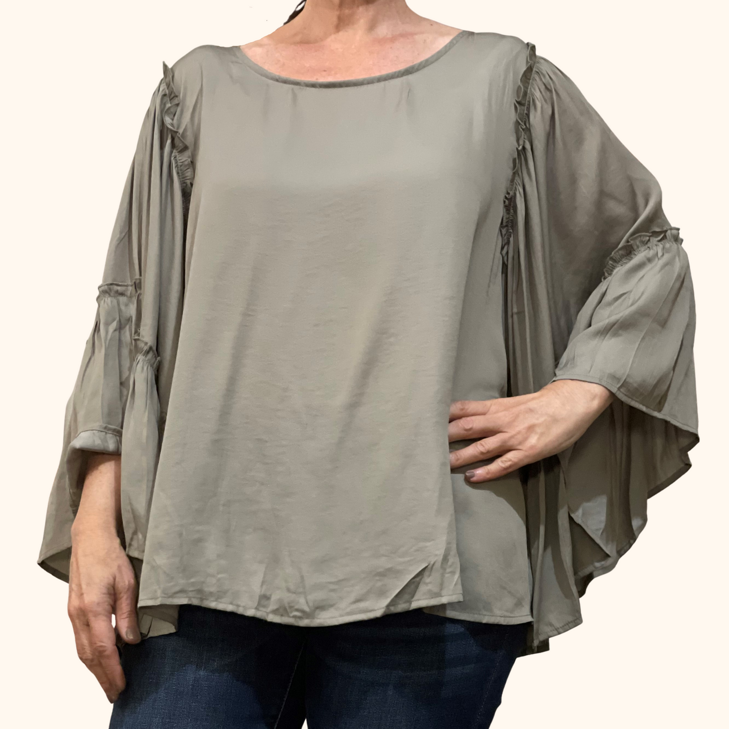 Flare On in Satin Ruffled Top