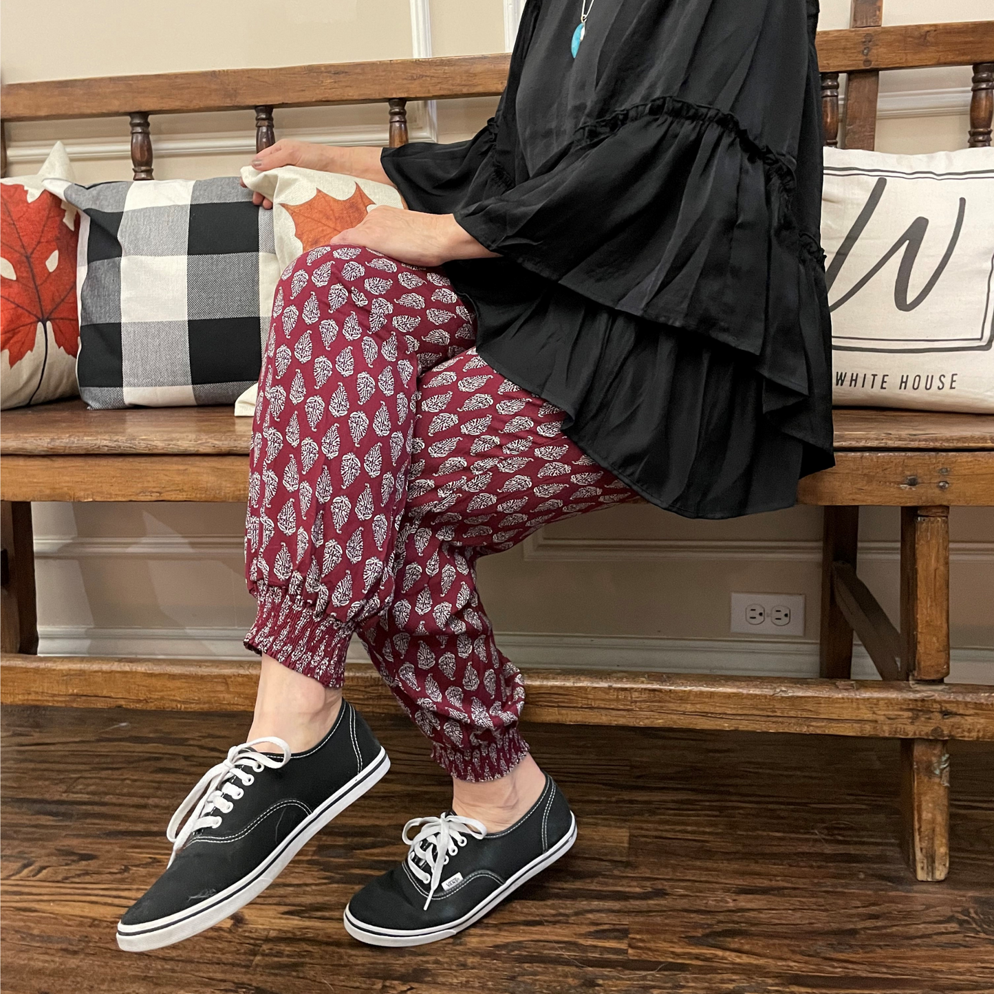 Fall in Love Leaf Burgundy Pants